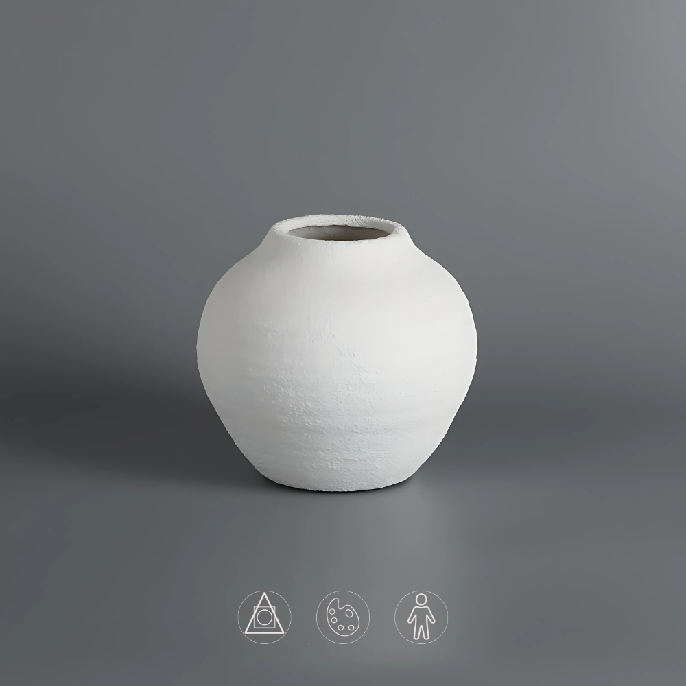 Jarrón de Cerámica con Relieve - Mosqueta